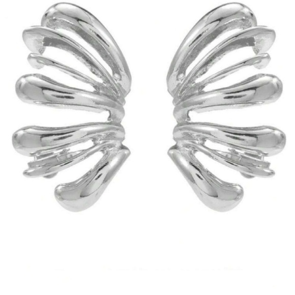 New! Zara Silver Cuff Post Earrings (1057) NWOT - Picture 2 of 3